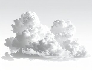 Dramatic White Cumulus Clouds on Clear Sky Background