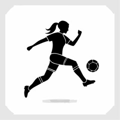 Obraz premium icon Silhouette of soccer player kicking ball in mid-air action