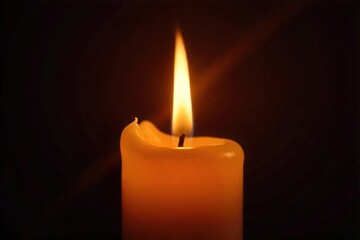 Flickering Candle Flame Warm Amber Glow, Dark Background ? Perfect for Relaxation, Spirituality, and Hygge