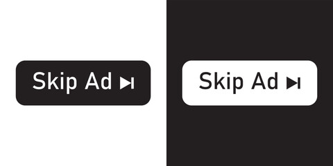 Skip ads button icon.  Bold and line style skip ad.