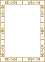 Vector golden square Turkish national ornament. Ottoman border, frame. Ethnic floral rectangle, Seljuk Turks pattern. Decoration of the Sultan's palaces.