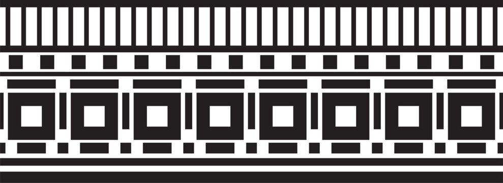 Vector endless Assyrian black monochrome ornament. Seamless border, Mesopatamia frame. Pattern of the ancient East.