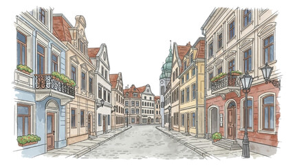 Obraz premium Charming European Street Scene Architectural Beauty and Historic Charm