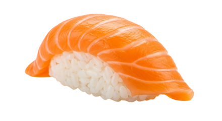 Fresh salmon sushi nigiri isolated on transparent background