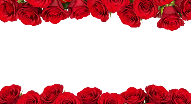 Red roses border isolated on transparent background - Powered by Adobe