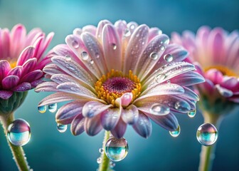 Delicate floral blooms with dewdrop center