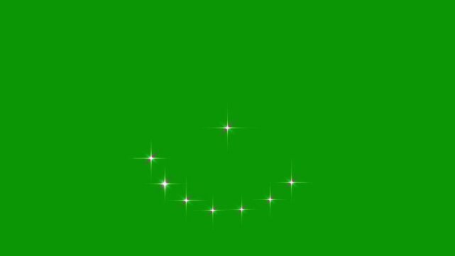 Twinkle Sparkling stars Shining animation on green screen, twinkling starry night sky, glowing star lights, flat vector doodle sparkle, doodle style, chroma key on green background. 4K video