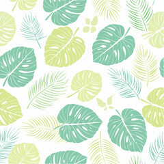 Tropical Leaf Pattern Design: Elegant Green Monstera and Palm Leaves Seamless Background for Nature, Summer, and Botanical Style Inspiration
