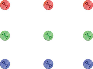 Set of 9 wrench icons in red, green, and blue circular gradients, representing tools, repair, maintenance, and engineering concepts.