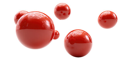 Red glossy spheres, abstract shapes in space