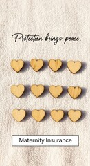 Wooden Hearts arranged on a Textured Surface