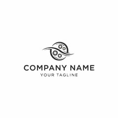 Elegant logo design featuring gears and flowing lines for a company.