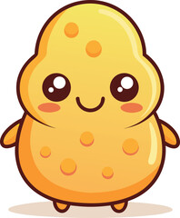 Fototapeta premium Cute Cartoon Potato with Smiling Face – Playful Anthropomorphic Vegetable Character in Warm Tones