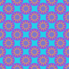 Colorful circle with spiral on blue pattern