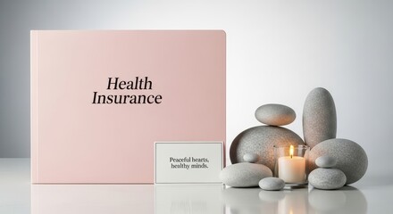 Health insurance product concept with stones and a candle