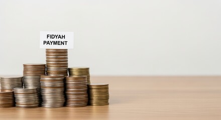 Stacks of coins illustrating financial concepts on a wooden table