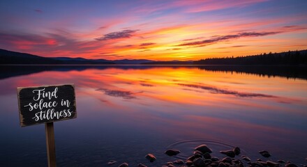 Stunning sunset over calm lake reflecting the vibrant colors