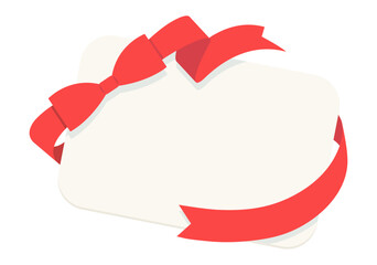 斜めのシンプルなカードに赤いリボンの装飾