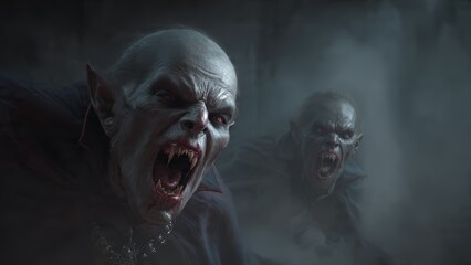 Two Menacing Vampires With Sharp