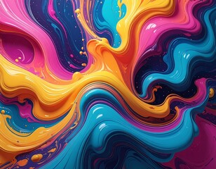 Vivid abstract rendering of swirling, colorful liquid forms