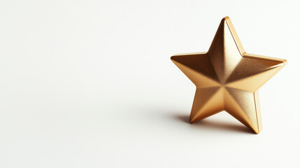 Obraz premium Golden star shape with smooth metallic texture shining brightly on white background, symbolizing achievement and excellence