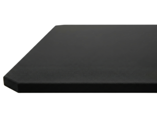 Empty black textured product display table on a transparent background