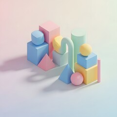 3D bar graph with cubes showing financial growth and data progress as a business illustration