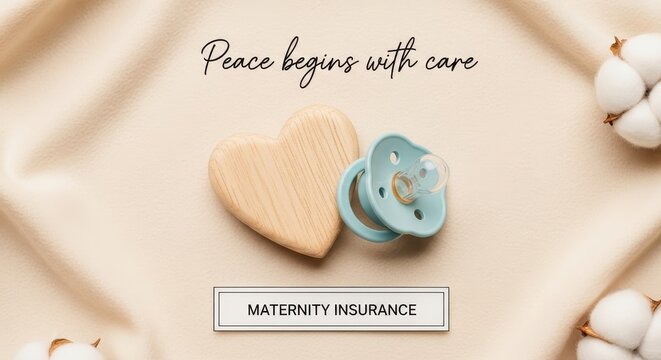 A wooden heart and blue pacifier representing maternity care
