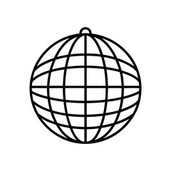 Outline of a globe with meridians and parallels lines on transparent background