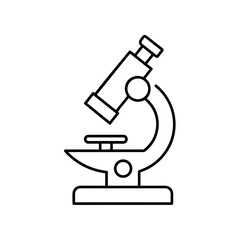 Line drawing of a microscope in black and white on transparent background