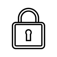 Illustration of a simple black and white padlock icon on transparent background