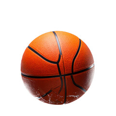 Obraz premium PNG Basketball Ball Close Up: A vibrant, textured basketball sits alone. Its leather surface, detailed with a network of black lines, captures the essence of this dynamic sport.