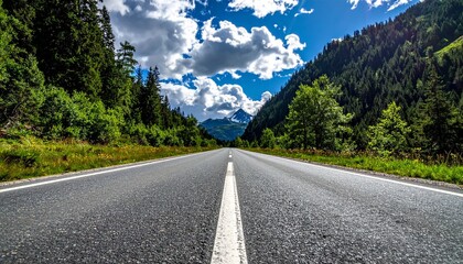 Scenic Mountain Road Trip Alpine Highway Through the Forest Freedom and Adventure on the Open Road.