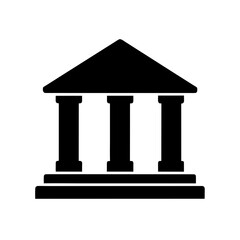 Illustration of a building with three columns black on transparent background