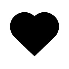 Simple black heart shape on a plain white background on transparent background