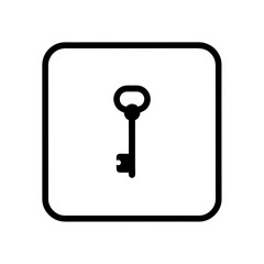 Simple key icon inside a rounded square container on transparent background
