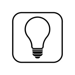 Outline of a lightbulb inside a rounded square shape on transparent background