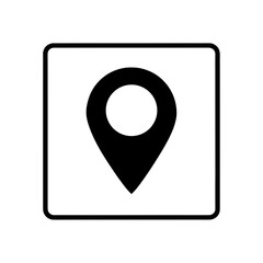 Location pin inside a square with rounded corners on transparent background