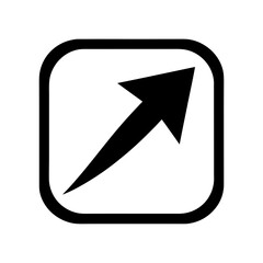 Arrow pointing up right inside rounded square shape on transparent background