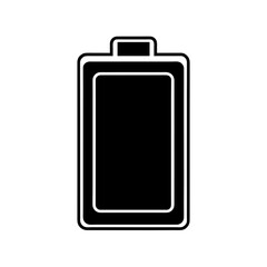 Simple black and white battery icon illustration on transparent background