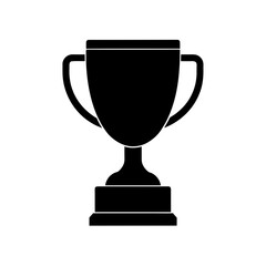 Illustration of a black silhouette of a trophy cup on transparent background