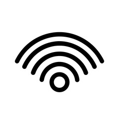 Black wifi symbol with concentric arc lines design on transparent background