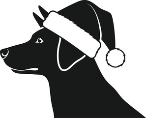 Festive black dog silhouette wearing santa hat celebrating christmas holiday season joy vector