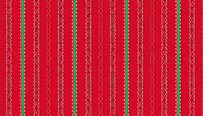 Red Gold Green Pinstripe Seamless Pattern Texture