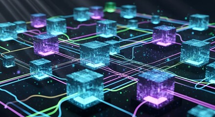 Abstract optics background with lots of light spots showcases future digital information and communication technology like a shimmering circuit board processor