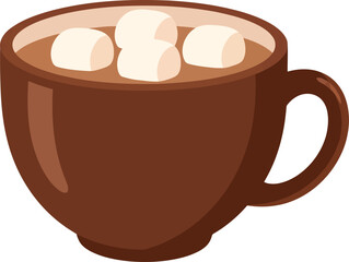 Cozy hot chocolate drink with marshmallows in a warm mug perfect for winter and cold weather vector