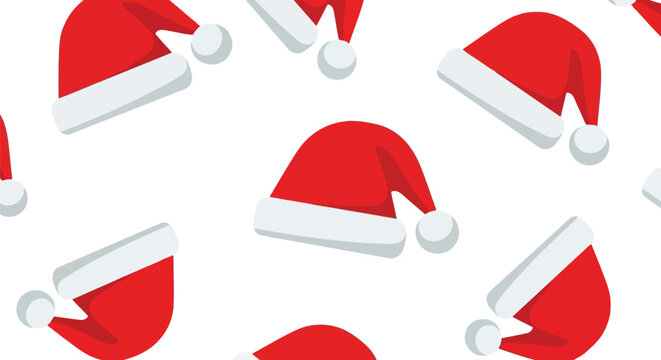Seamless pattern red santa claus hats festive christmas holiday winter season celebration repeat vector