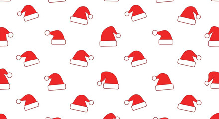 Seamless festive pattern of red santa hats for cheerful christmas and holiday designs vector