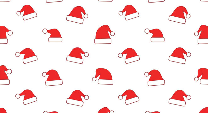 Seamless festive pattern of red santa hats for cheerful christmas and holiday designs vector