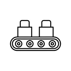 Obraz premium Outline conveyor belt with boxes in a simple style on transparent background